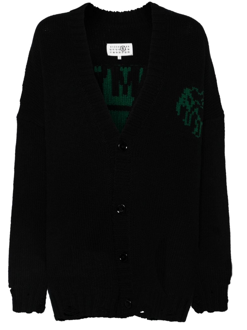 black cardigan with embroidered logo