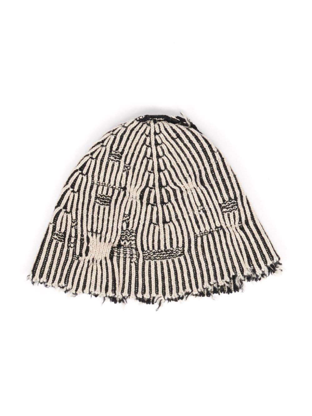 Reversible striped hat, lived-in effect, white/black