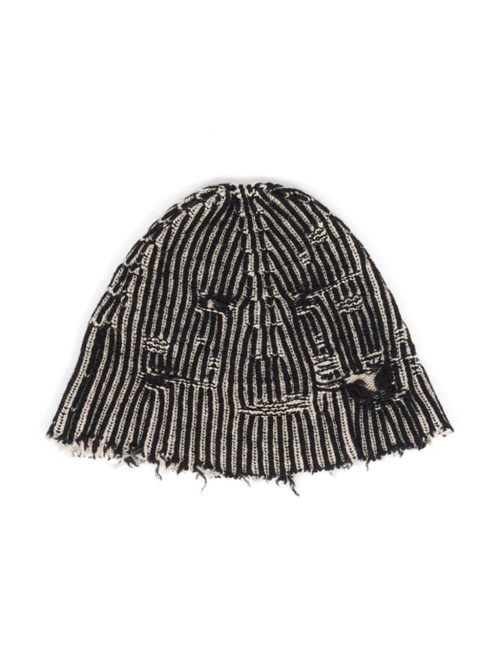 Reversible striped hat, lived-in effect, white/black