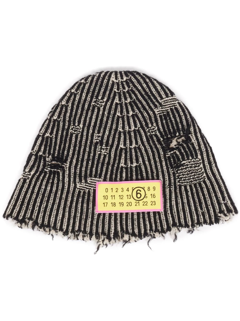 Reversible striped hat, lived-in effect, white/black