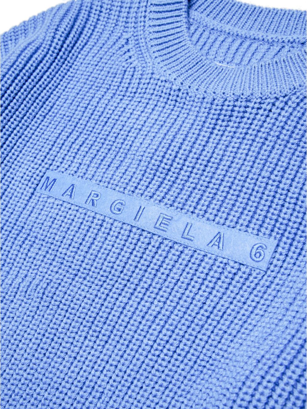 Abito stile maglione logo lettering blu lana