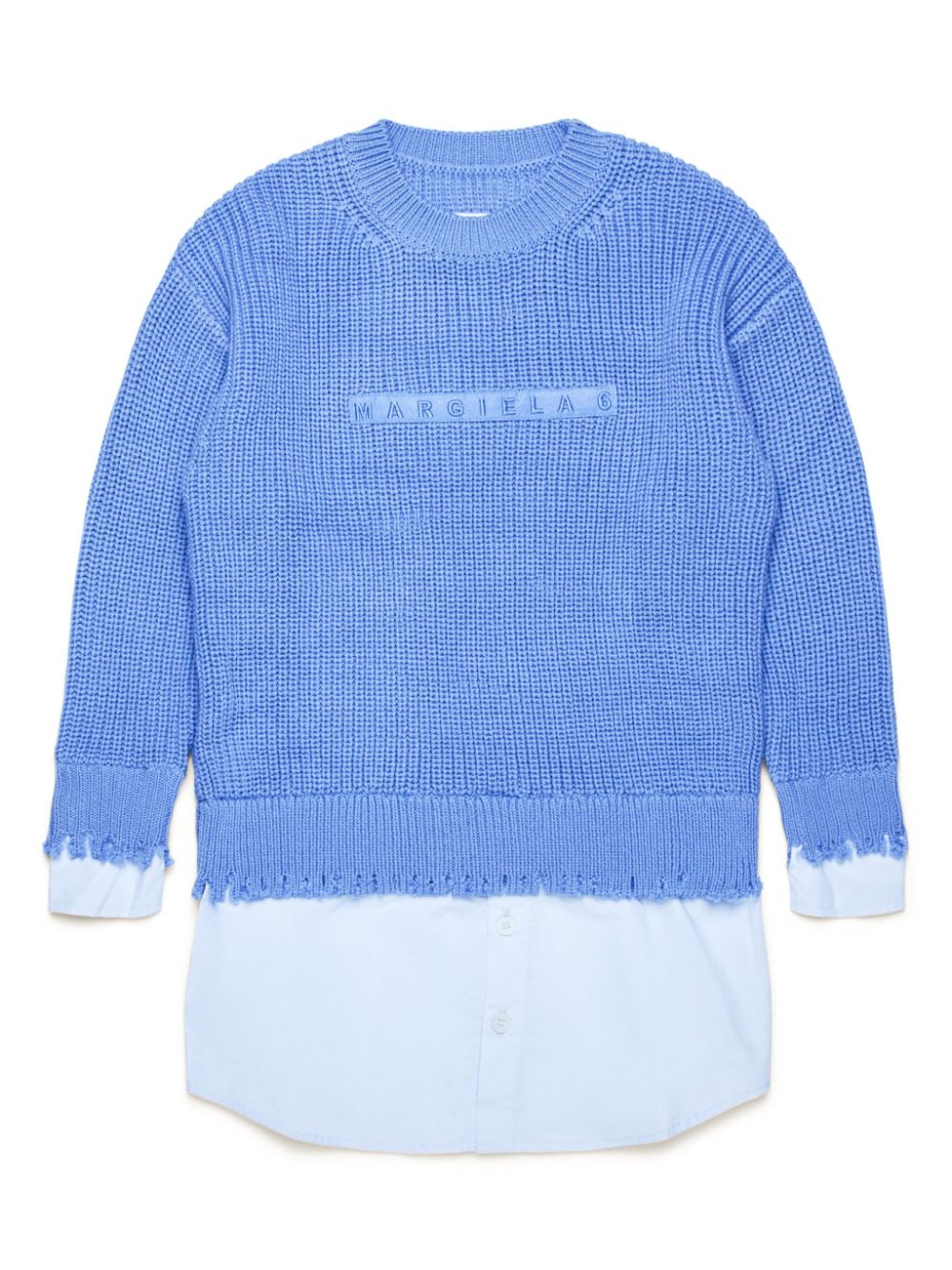 Blue wool logo lettering sweater style dress