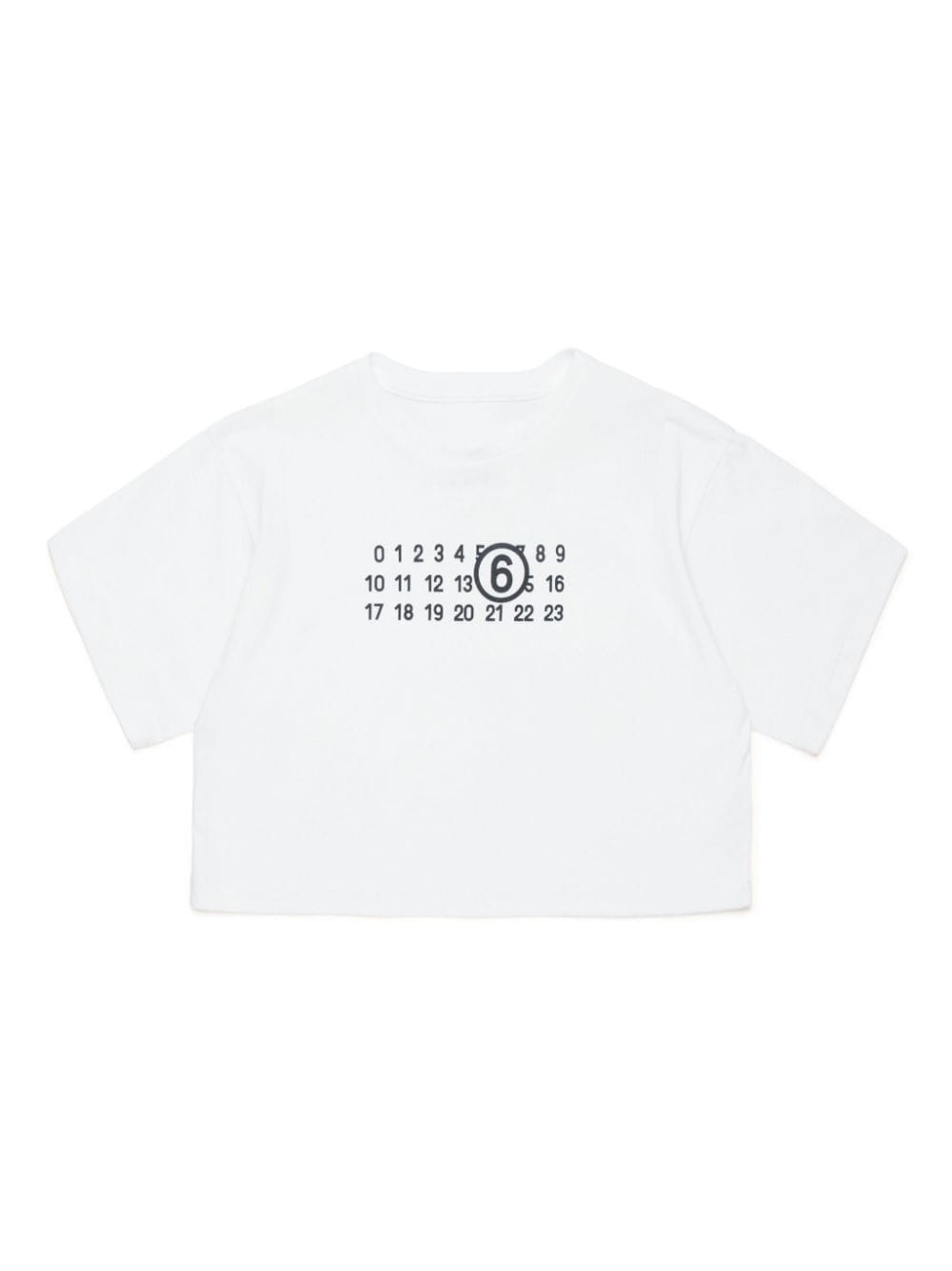 White crop t-shirt with number logo