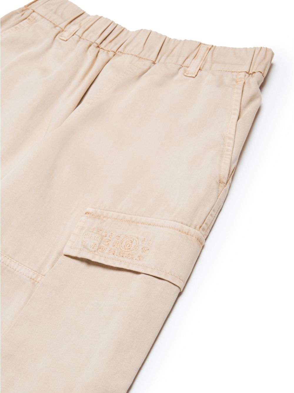 Beige cargo pants with number logo