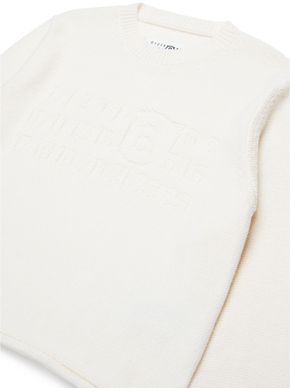 White sweater with inlaid logo