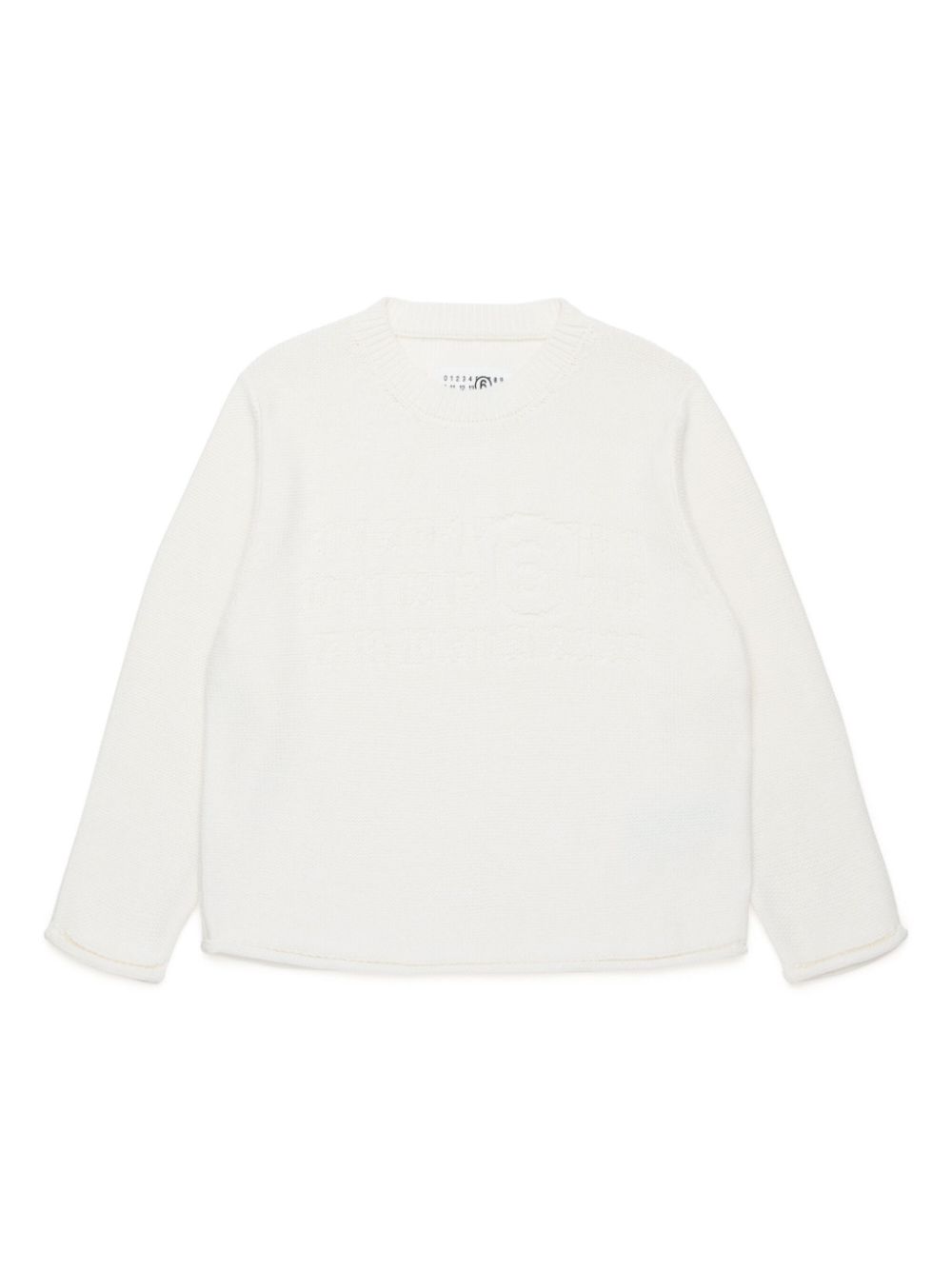 Maglione bianco logo intarsiato