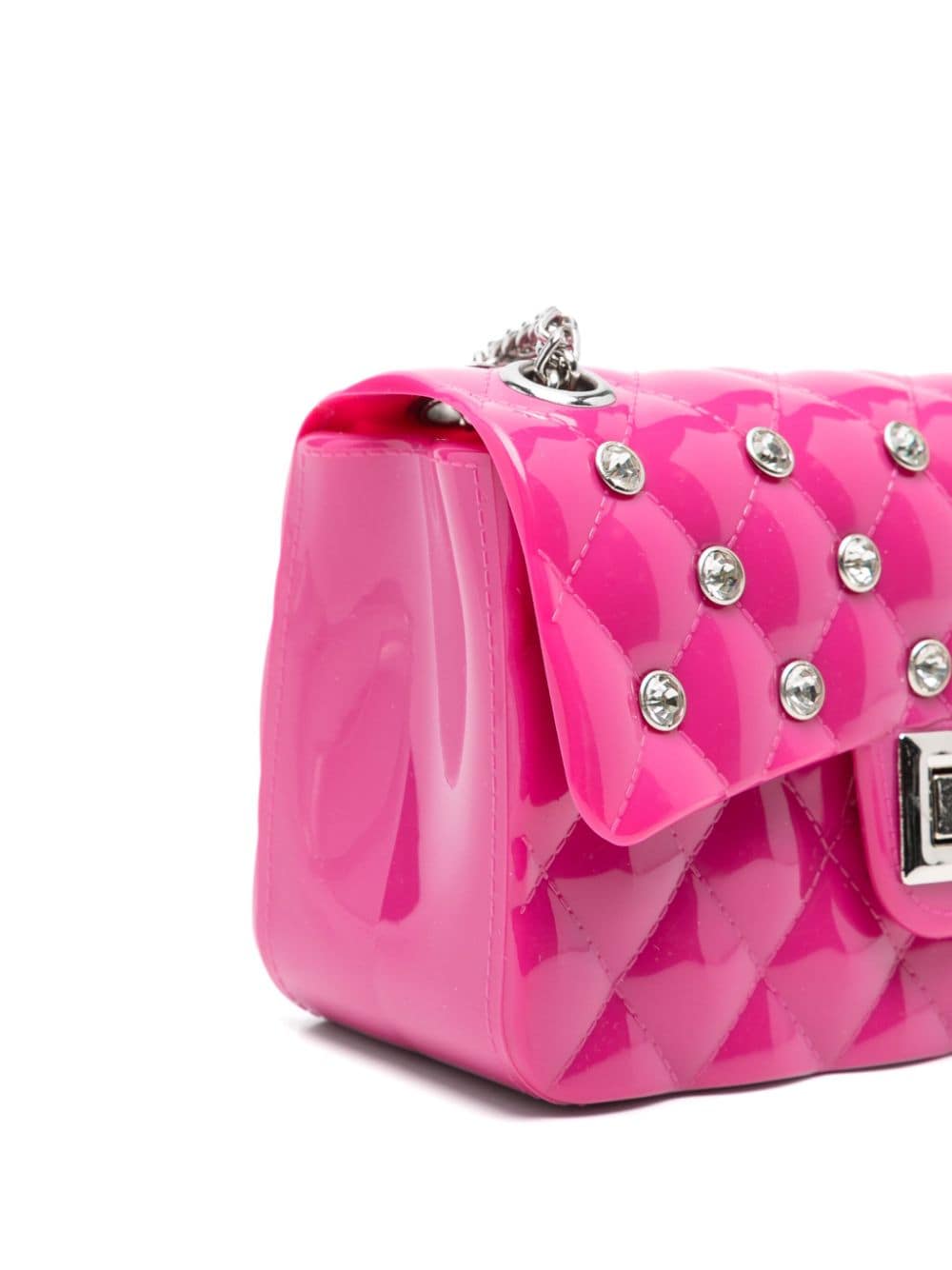 Quilted bag with fuchsia rhinestones