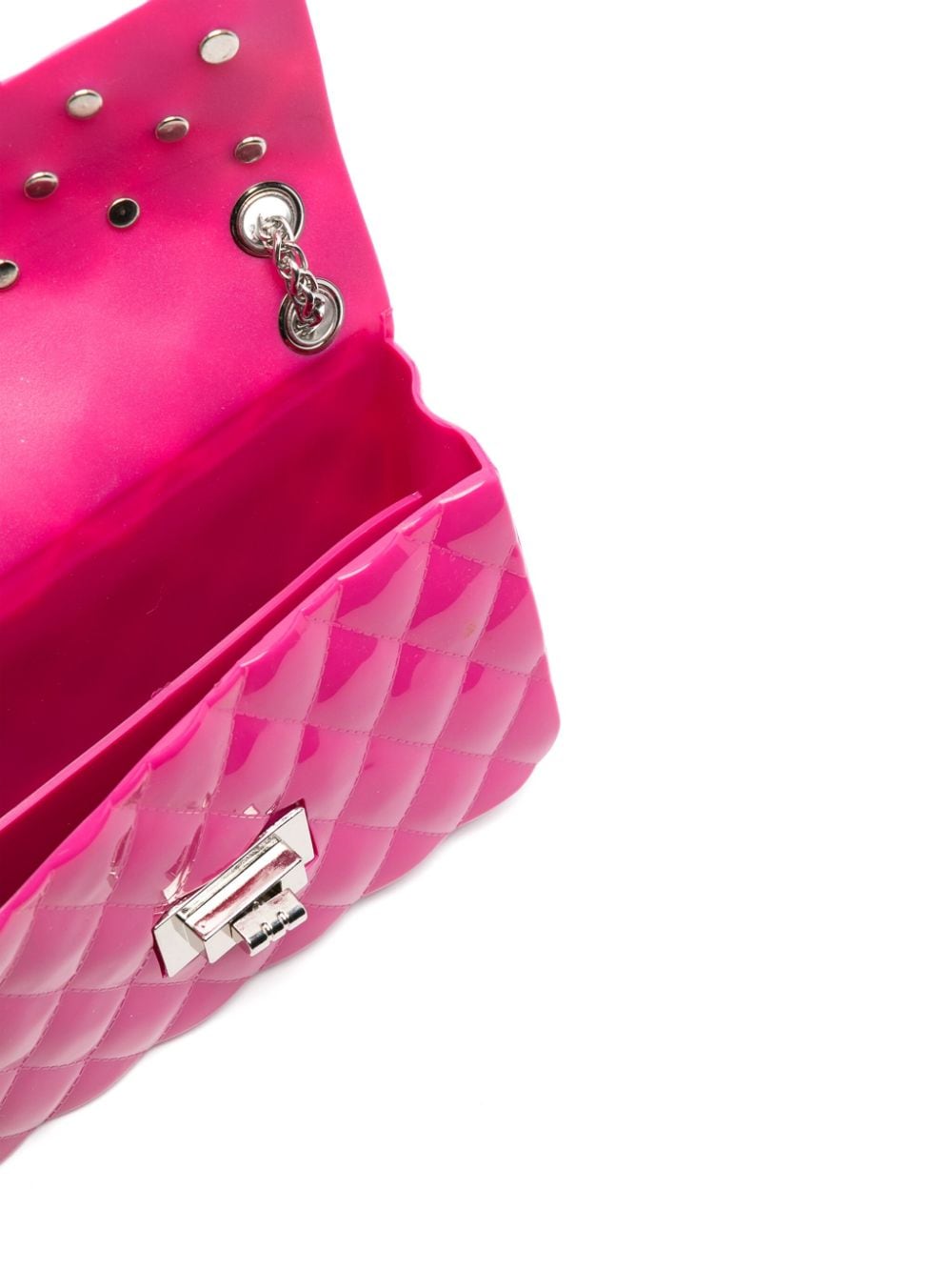 Quilted bag with fuchsia rhinestones