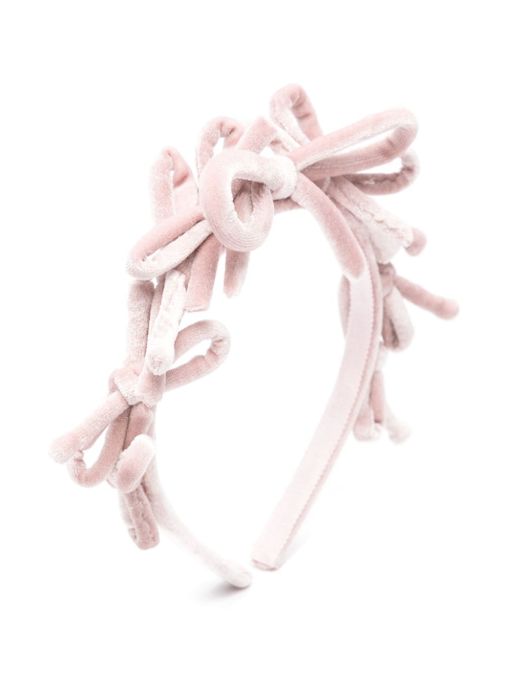 Pink headband with chenille bows