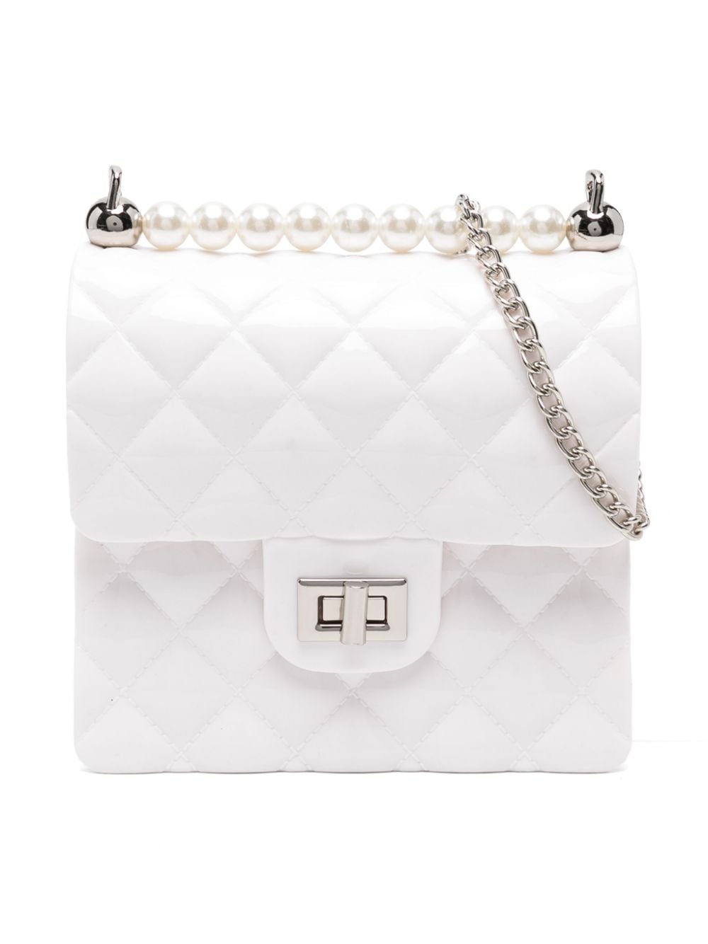 Quilted white bag with pearls