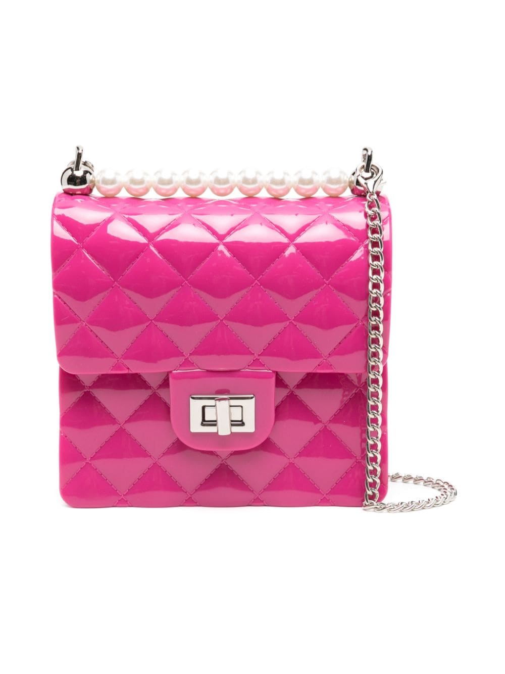 Fuchsia bag embellished with pearls