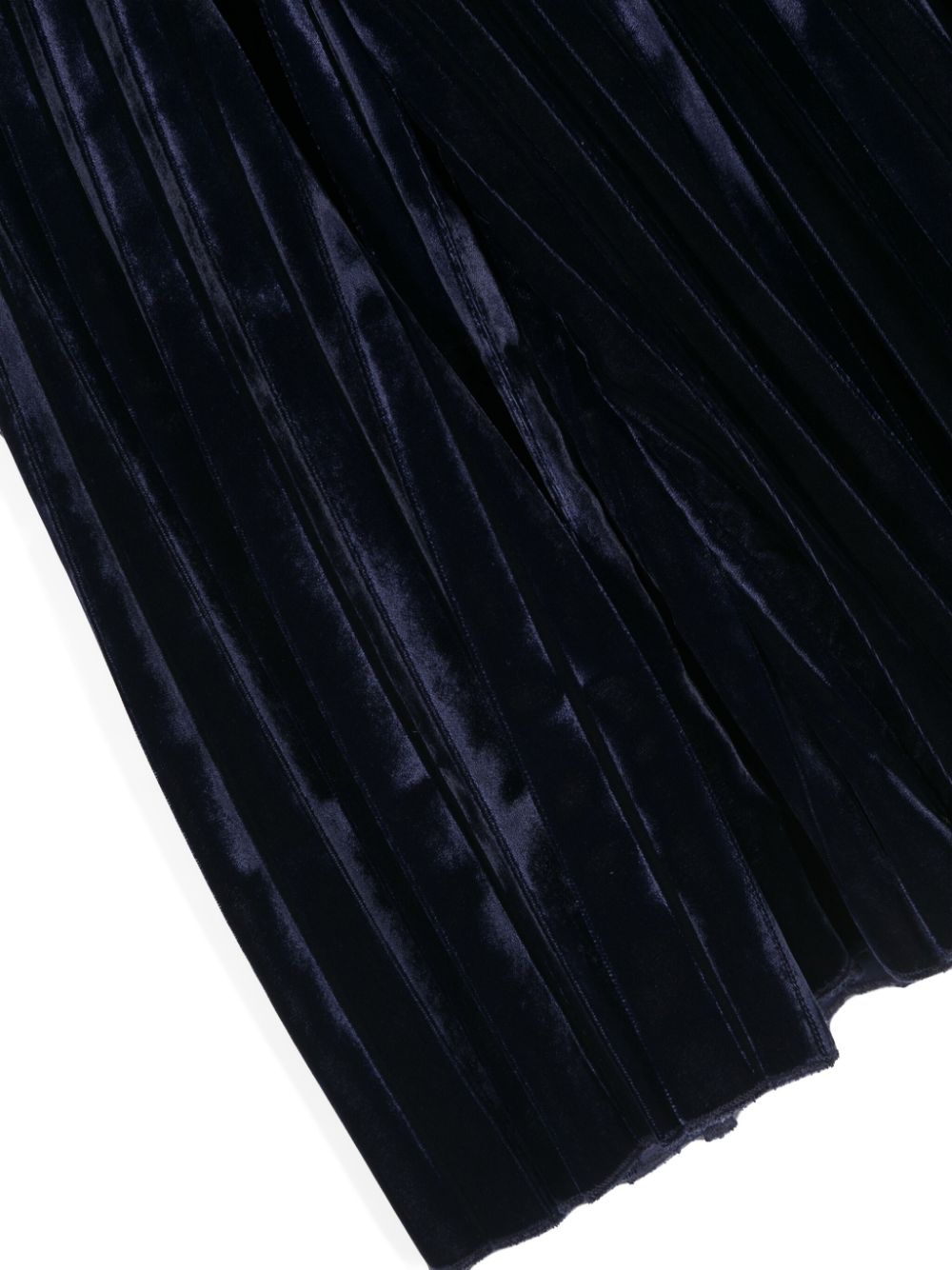 Blue pleated velvet trousers