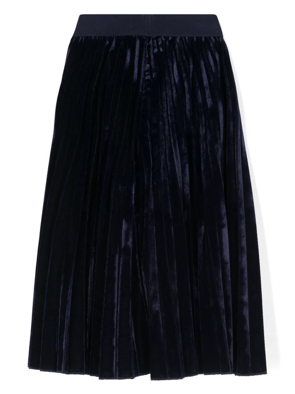 Blue pleated velvet trousers