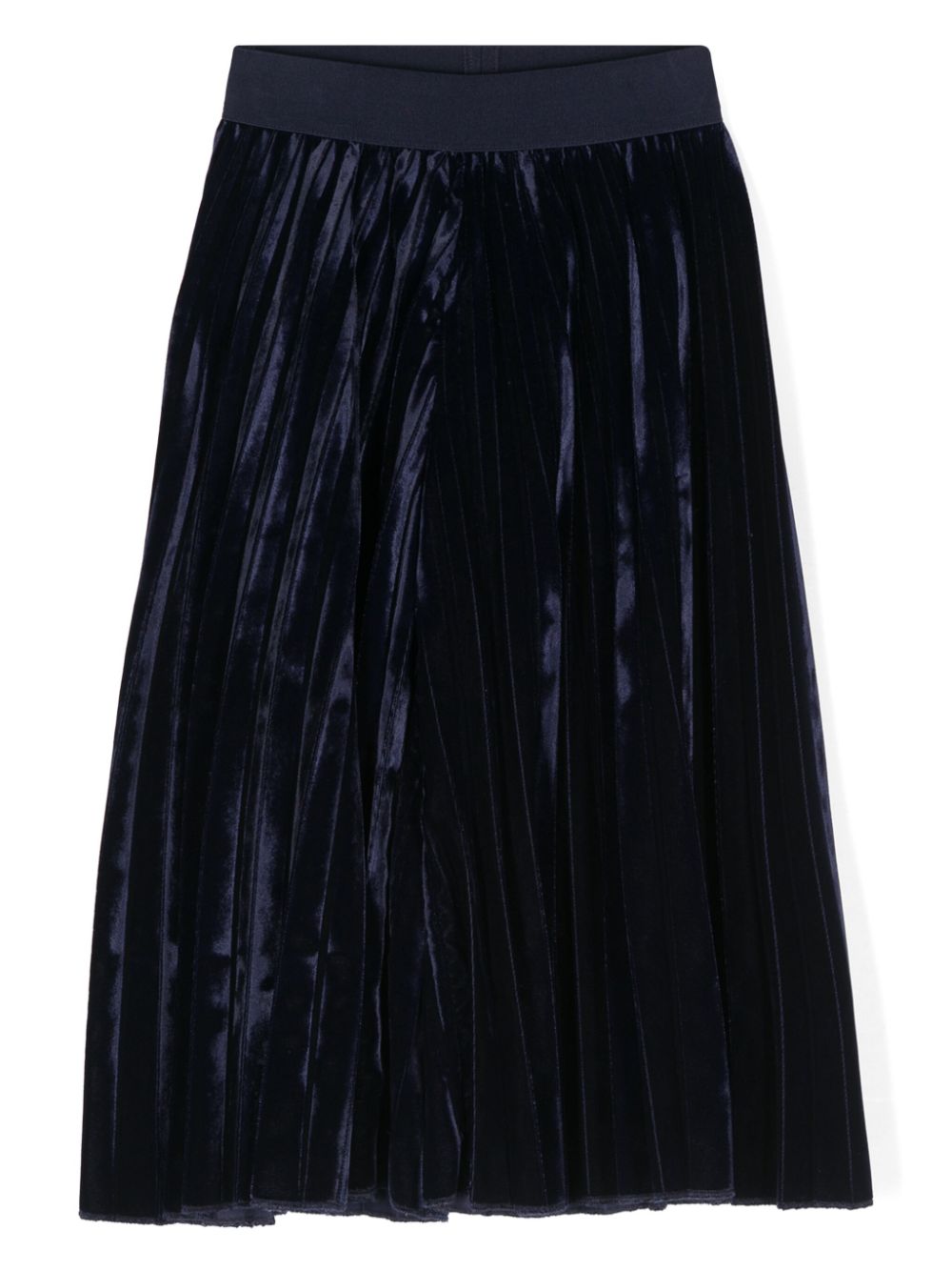 Blue pleated velvet trousers