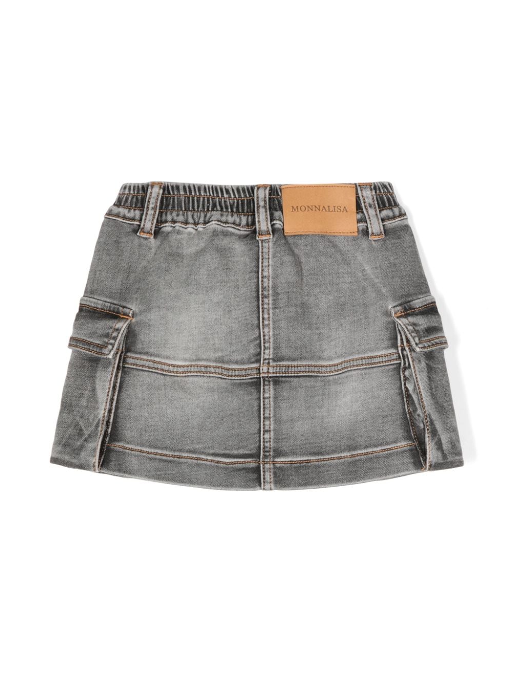 Grey denim skirt with side pockets