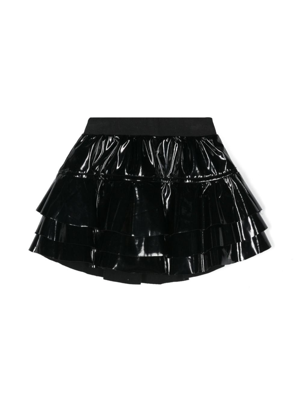 Black vinyl skirt with ruffles