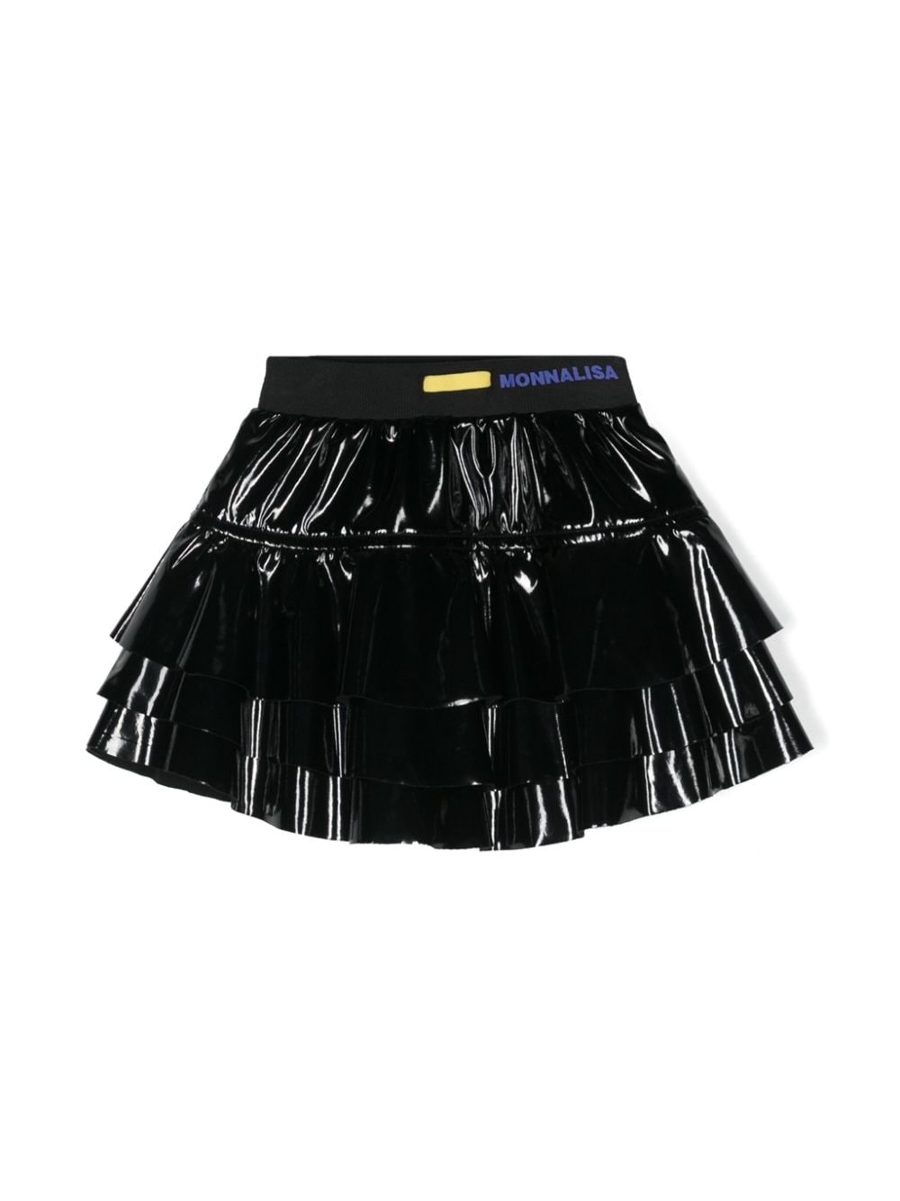 Black vinyl skirt with ruffles