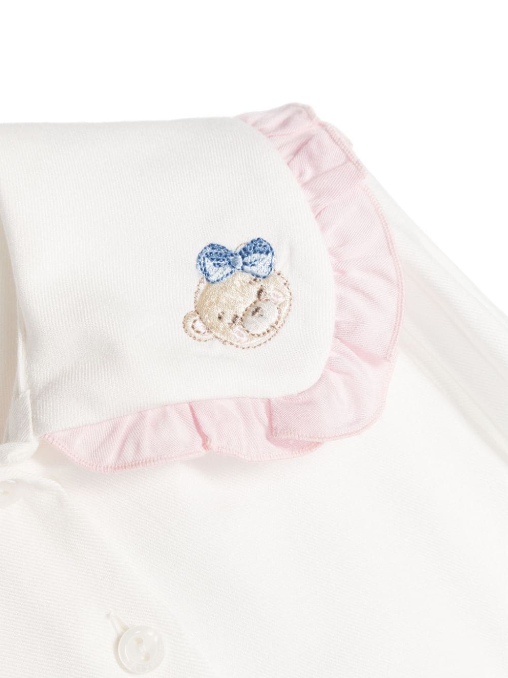 White shirt with embroidered teddy collar for newborn