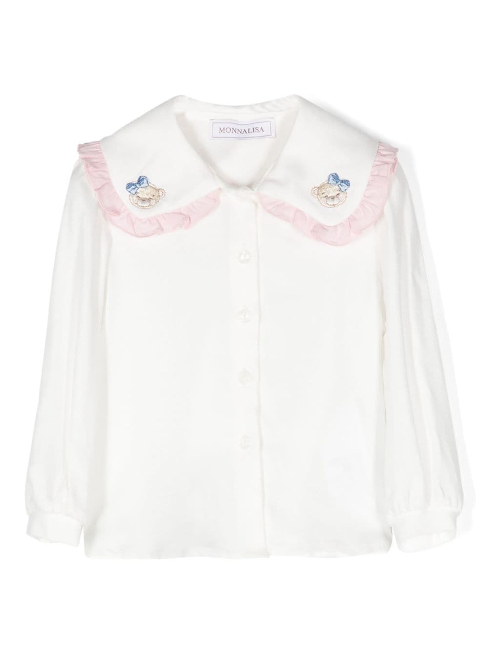 White shirt with embroidered teddy collar for newborn