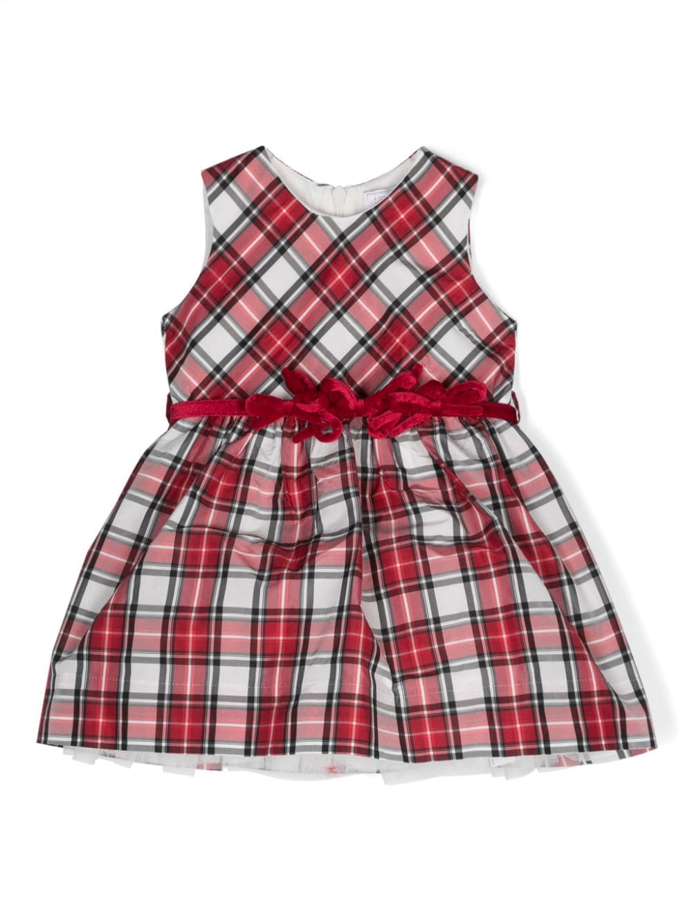 Abito rosso fantasia tartan neonata