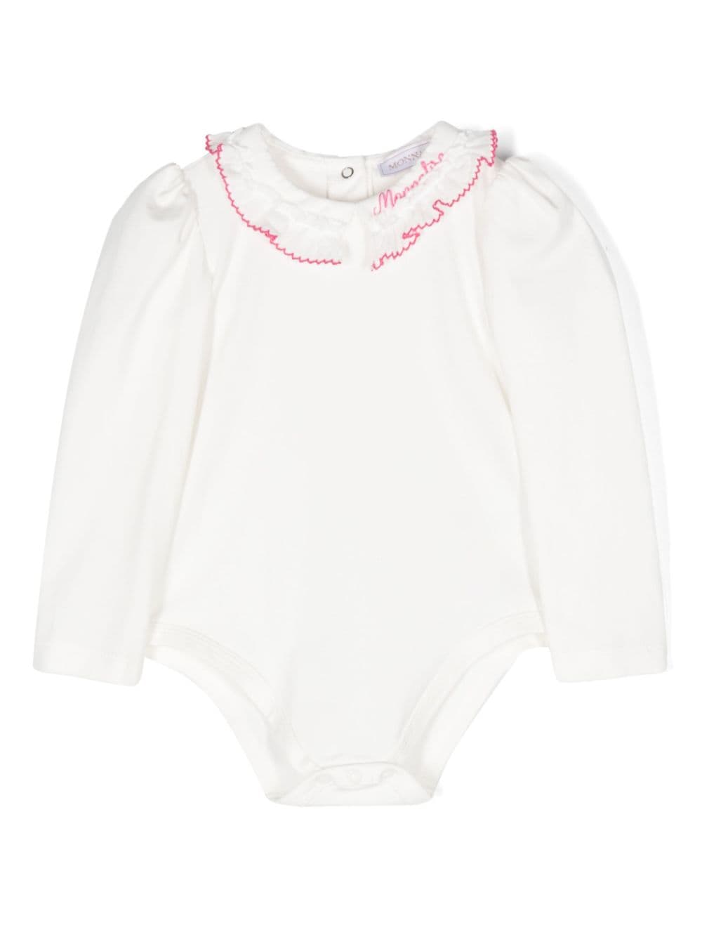 Body bianco colletto con ruches neonata