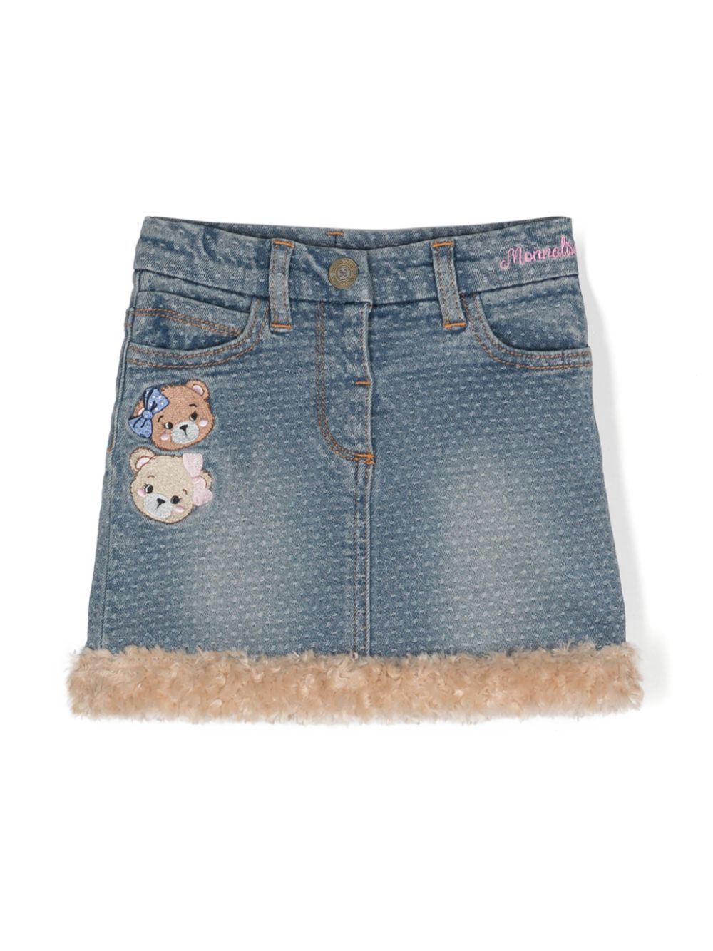 Gonna in denim con orlo teddy