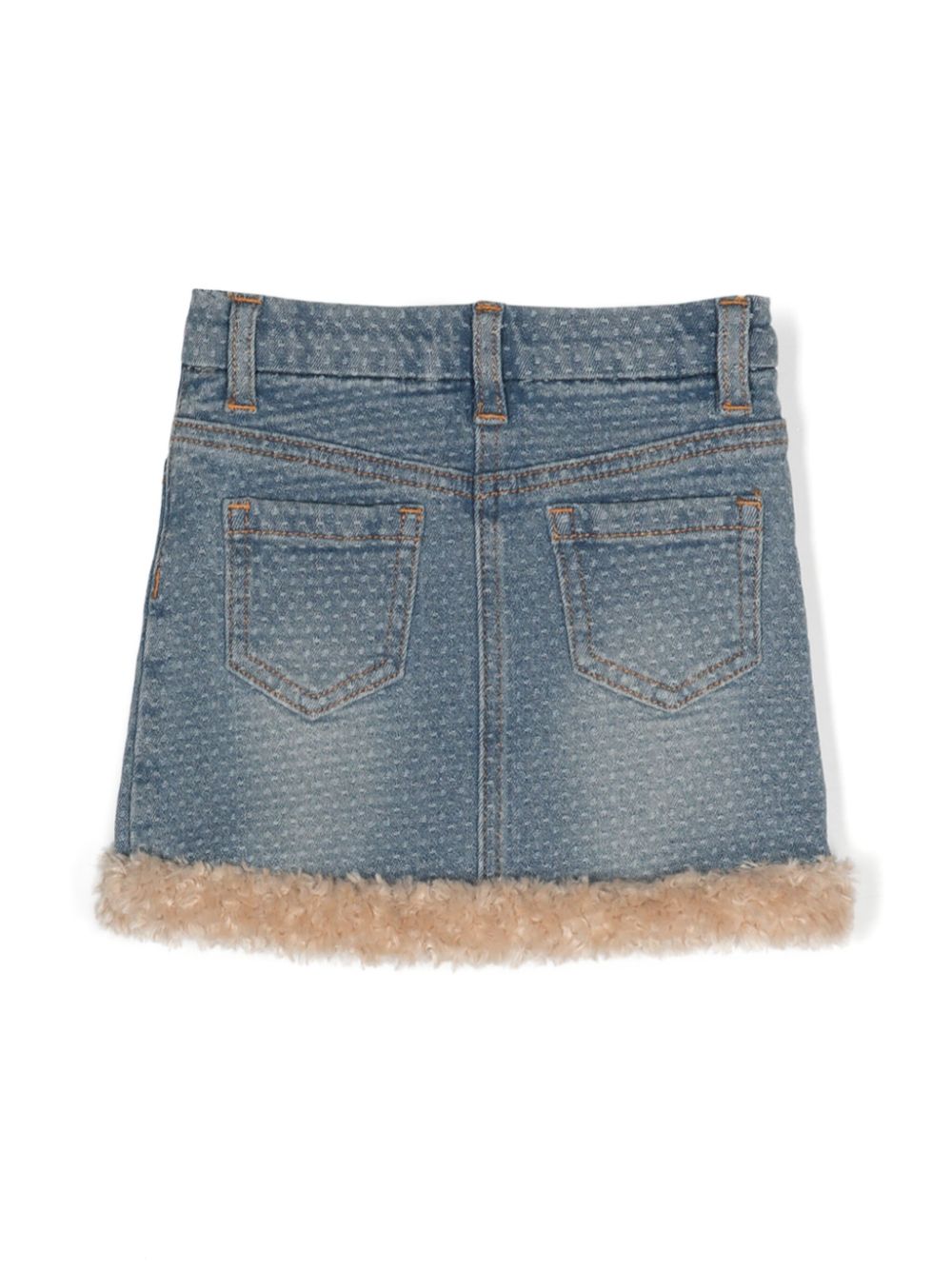 Denim skirt with teddy hem