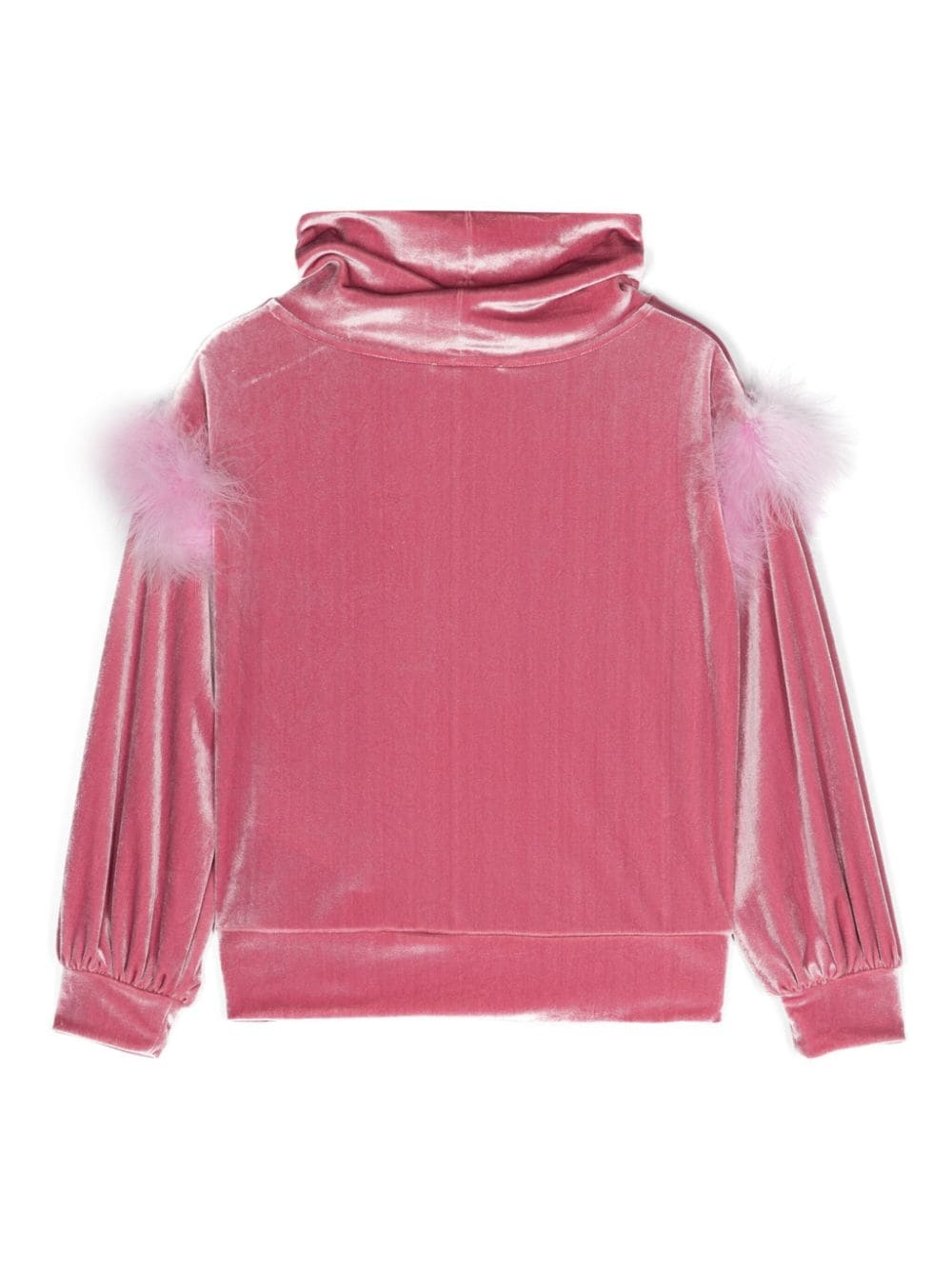 Pink Sweatshirt with Feather Sleeves