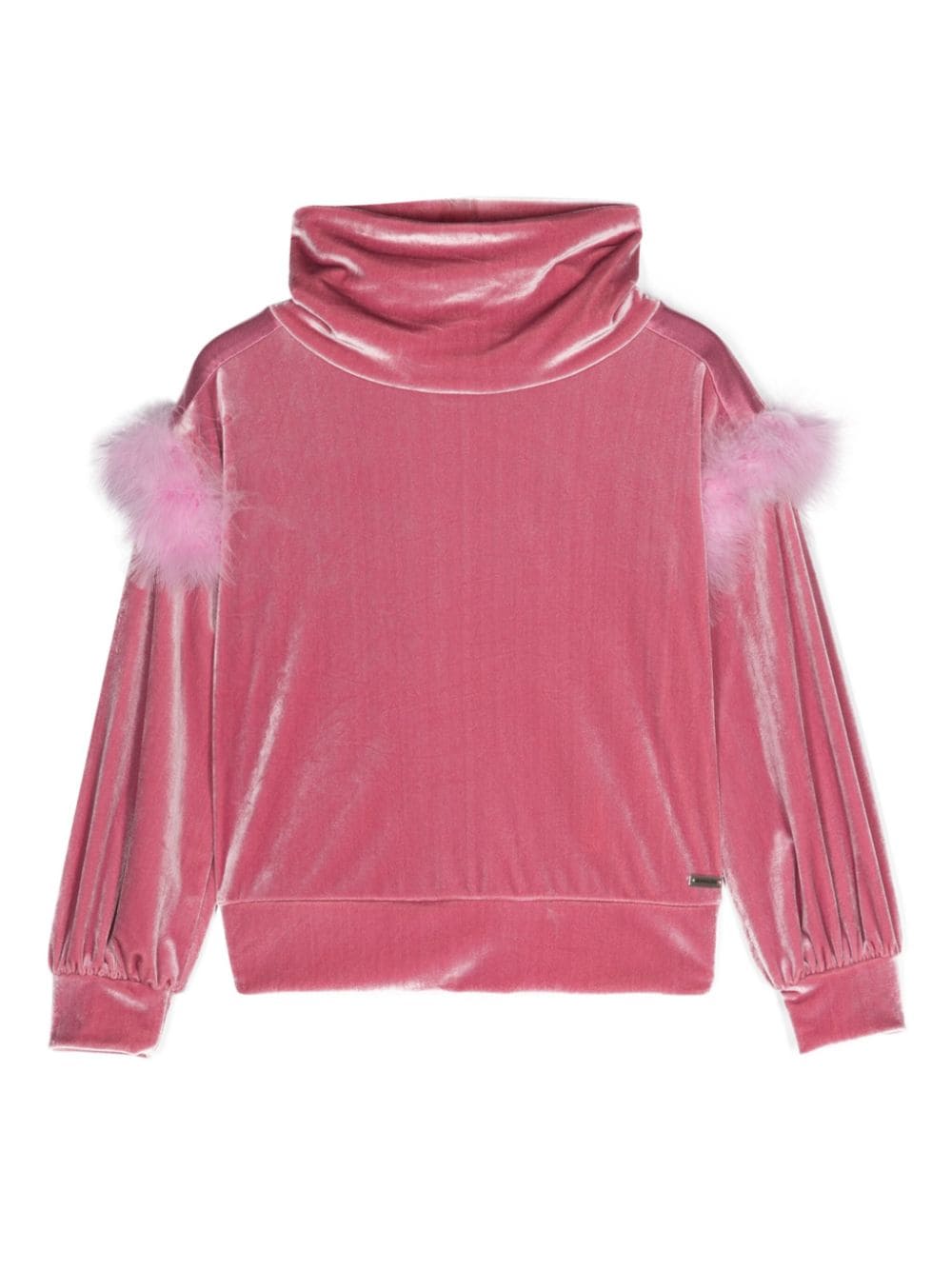 Pink Sweatshirt with Feather Sleeves