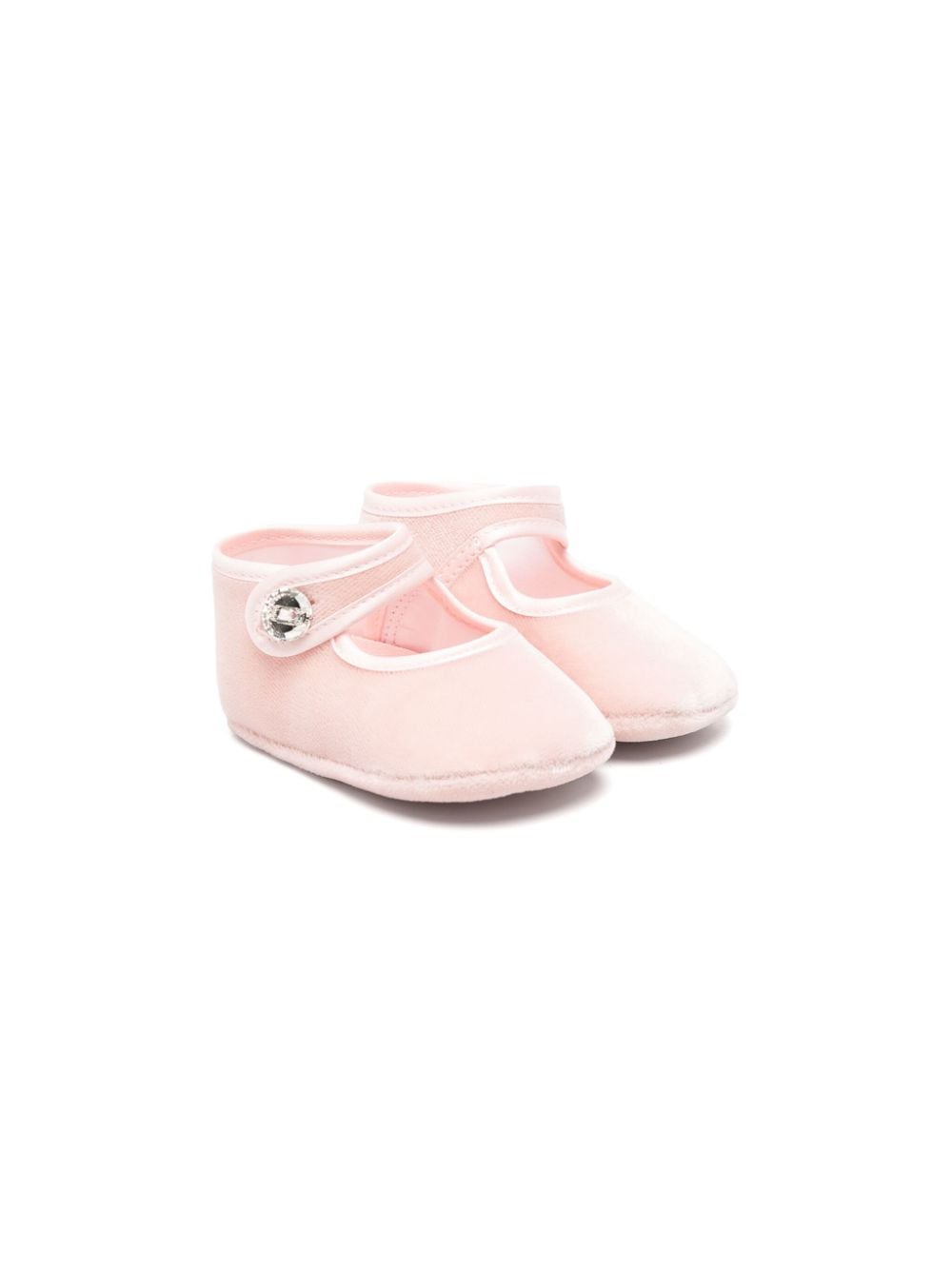 Pink baby shoes with diamond closure