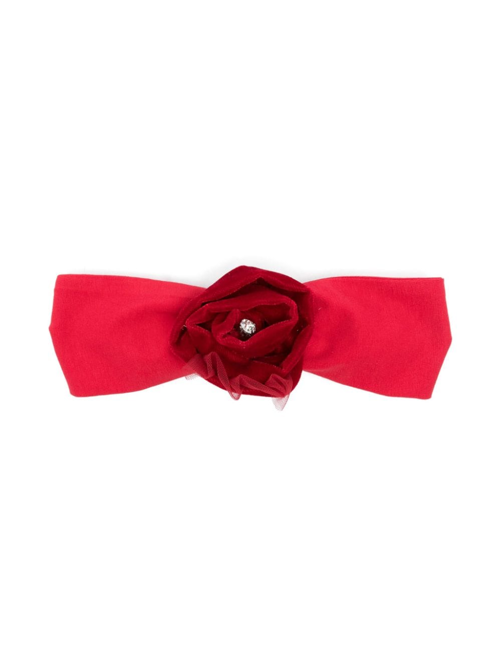 Red band with velvet flower