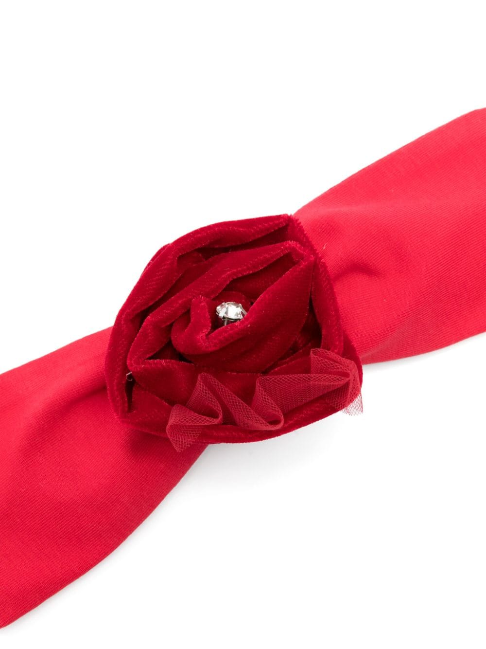 Red band with velvet flower