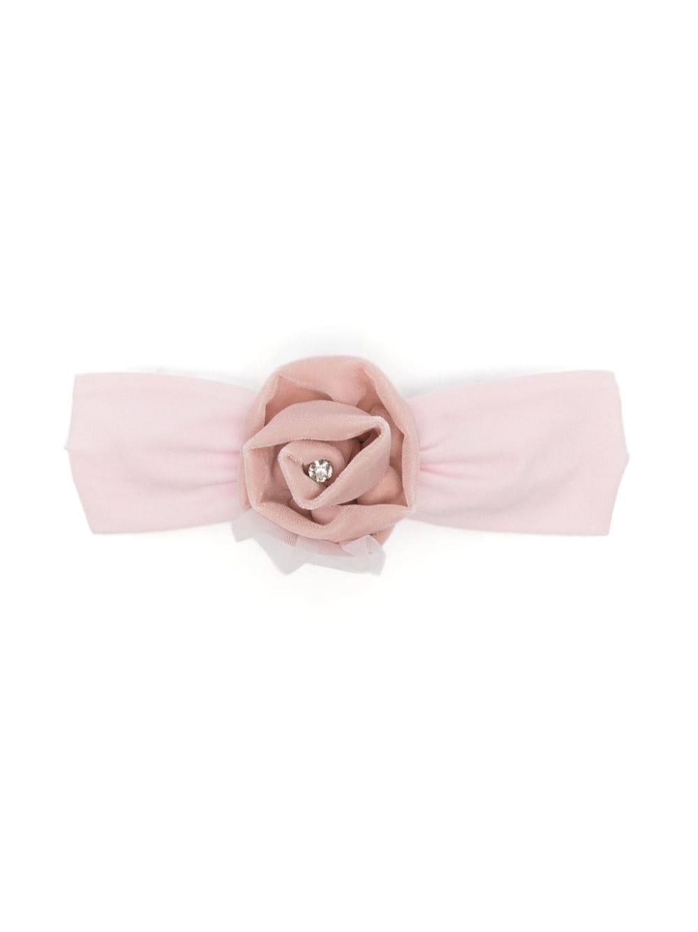 Pink headband with velvet flower