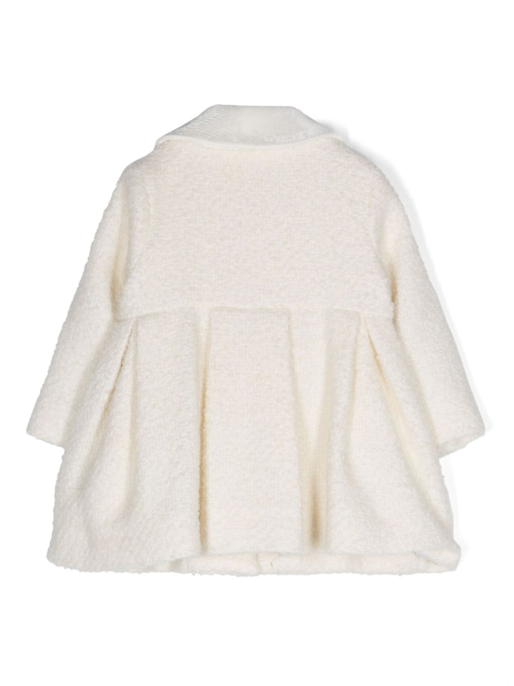 White bouclé effect coat