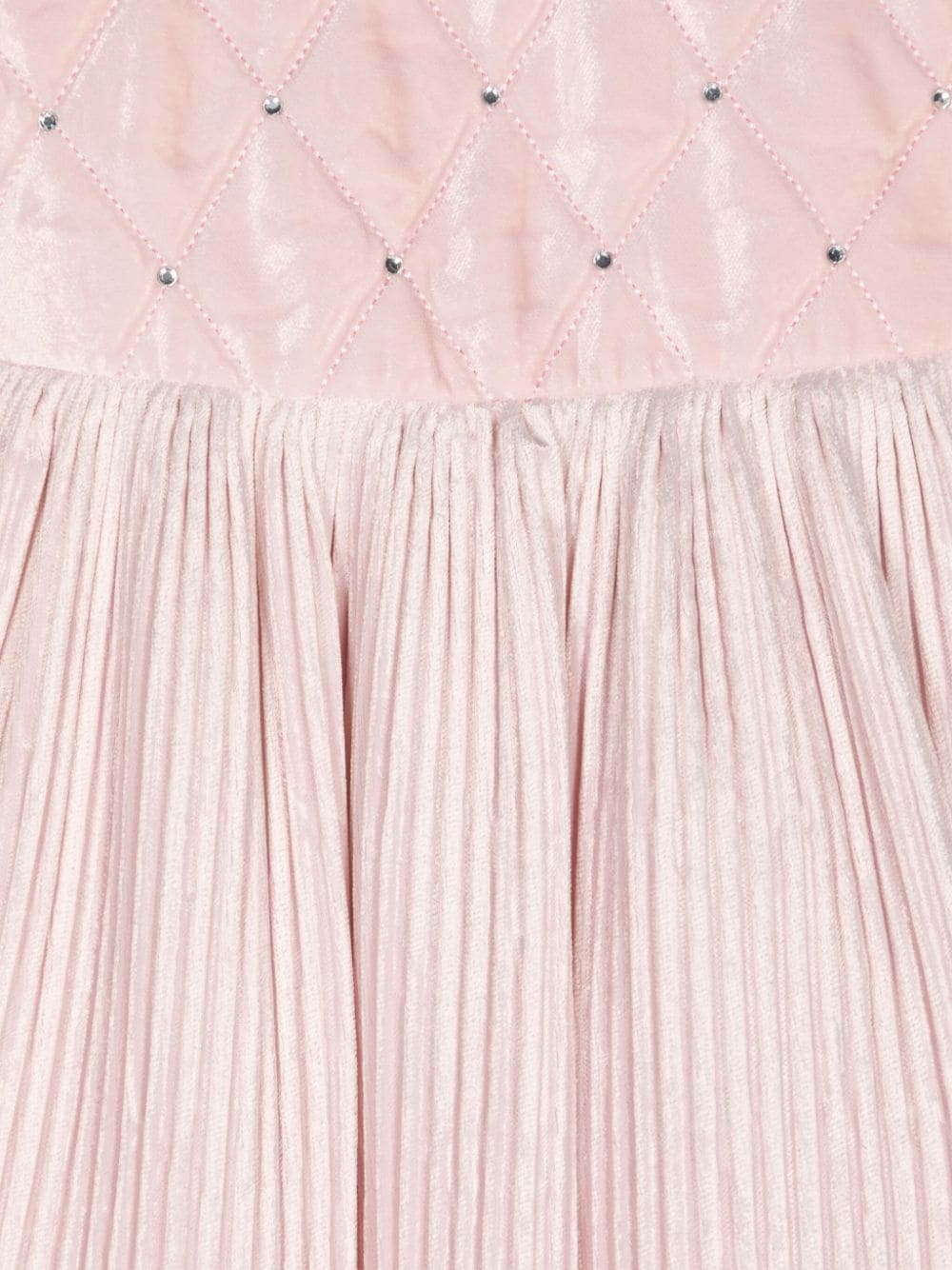 Pink pleated dress with velvet effect