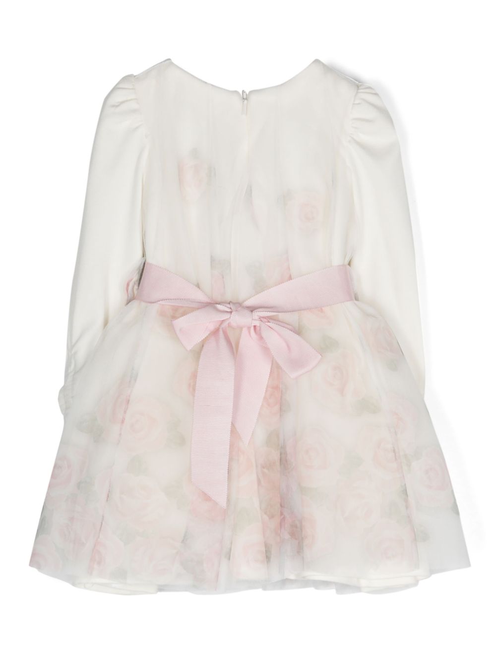 White/Pink Floral Print Tulle Dress