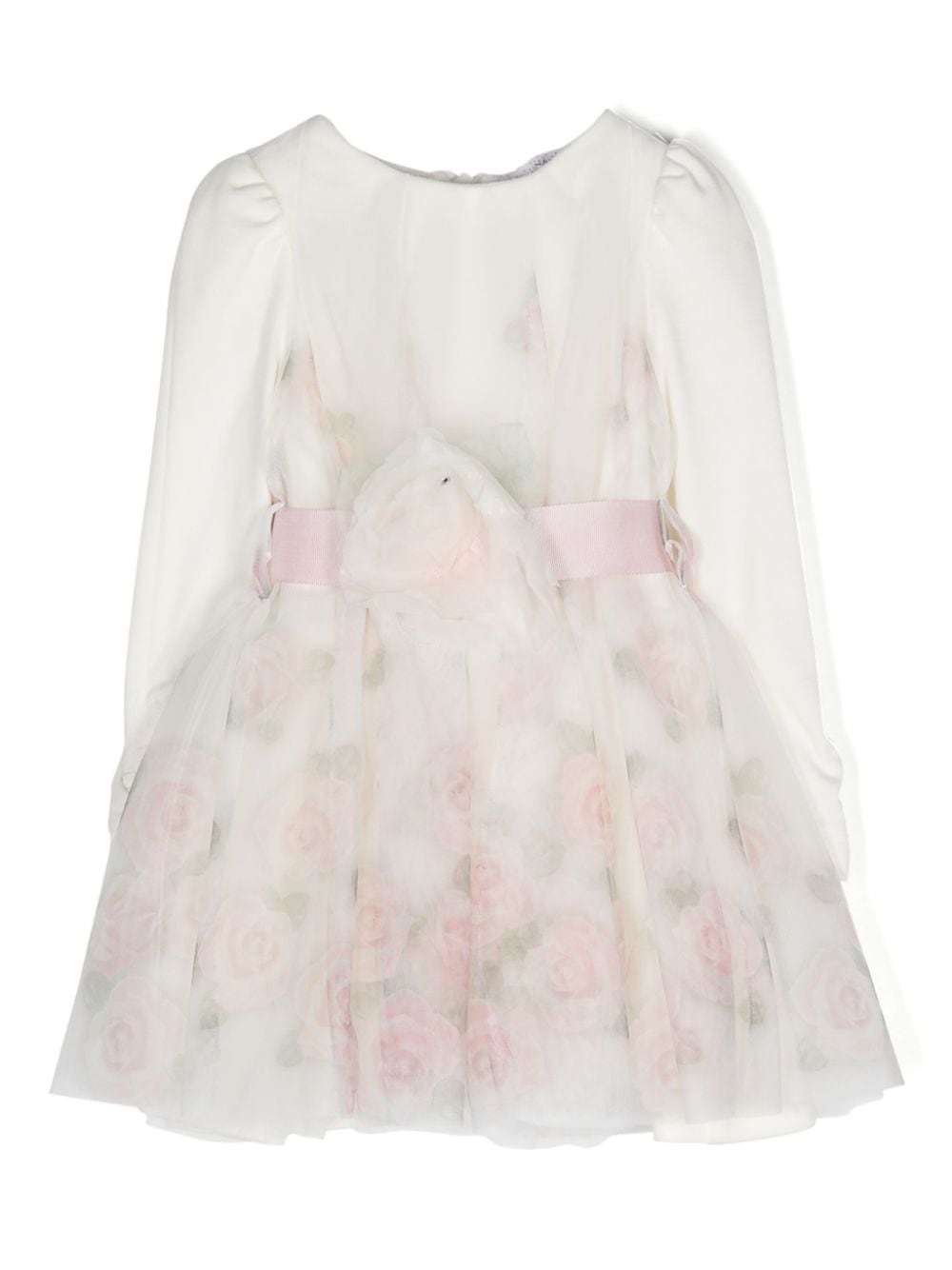 White/Pink Floral Print Tulle Dress