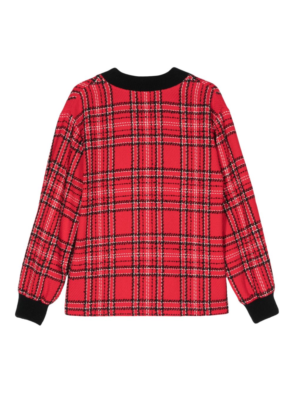 Red tartan cardigan with scottish pattern