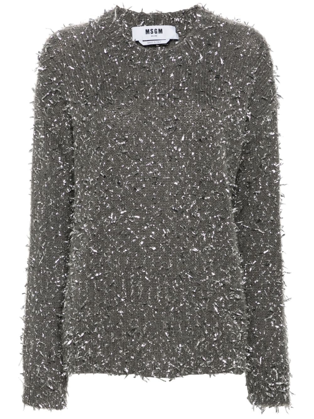 Grey lurex combed effect sweater