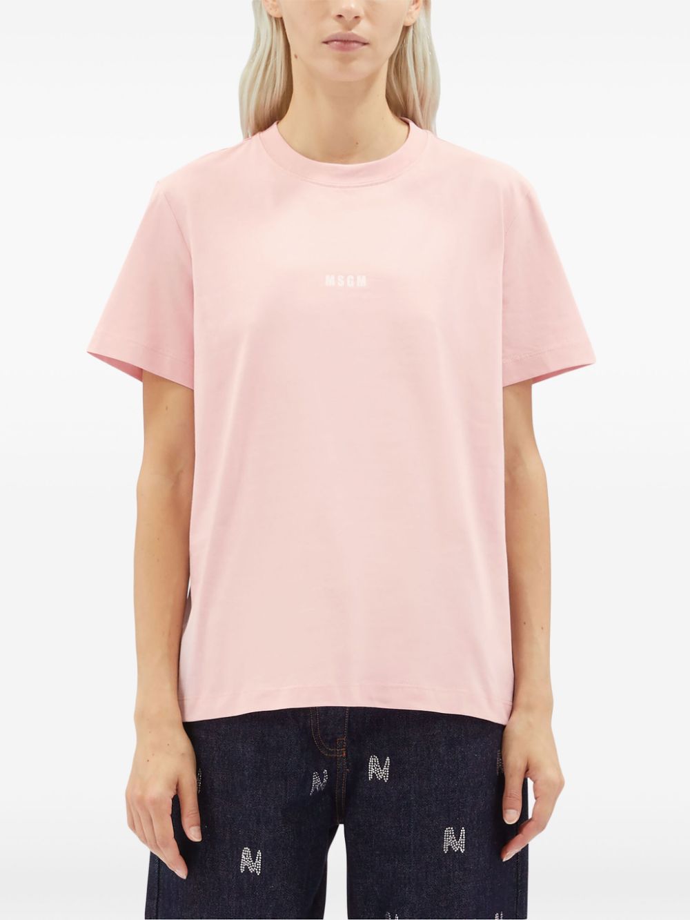 T-shirt rosa mini logo frontale