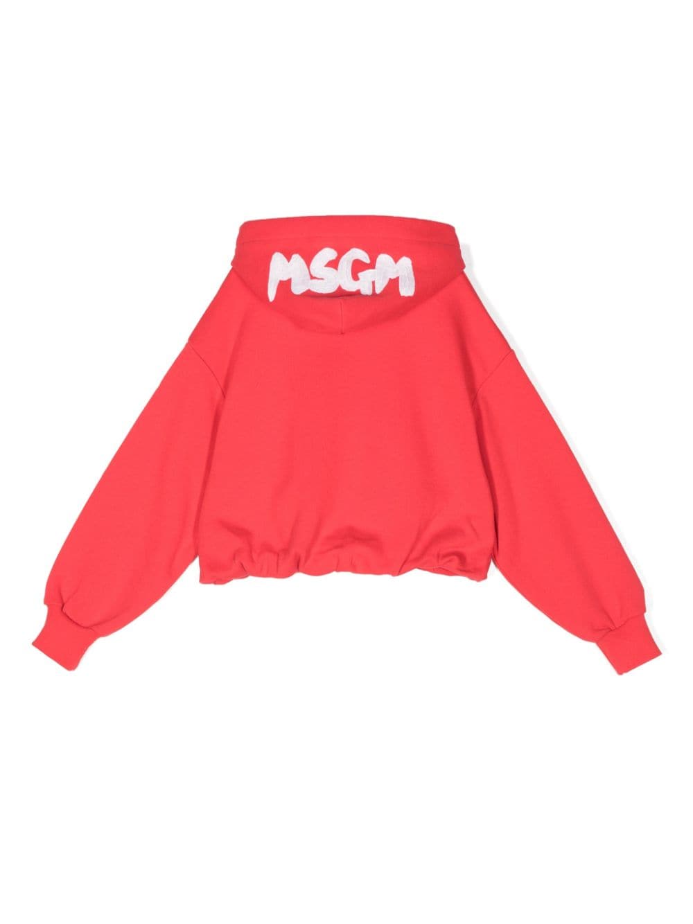 Red sweatshirt with logo hood