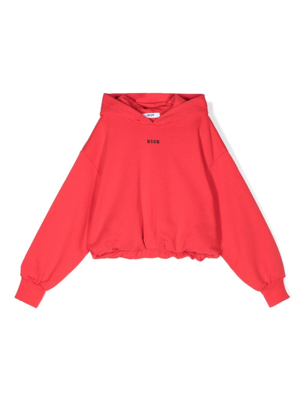 Red sweatshirt with logo hood