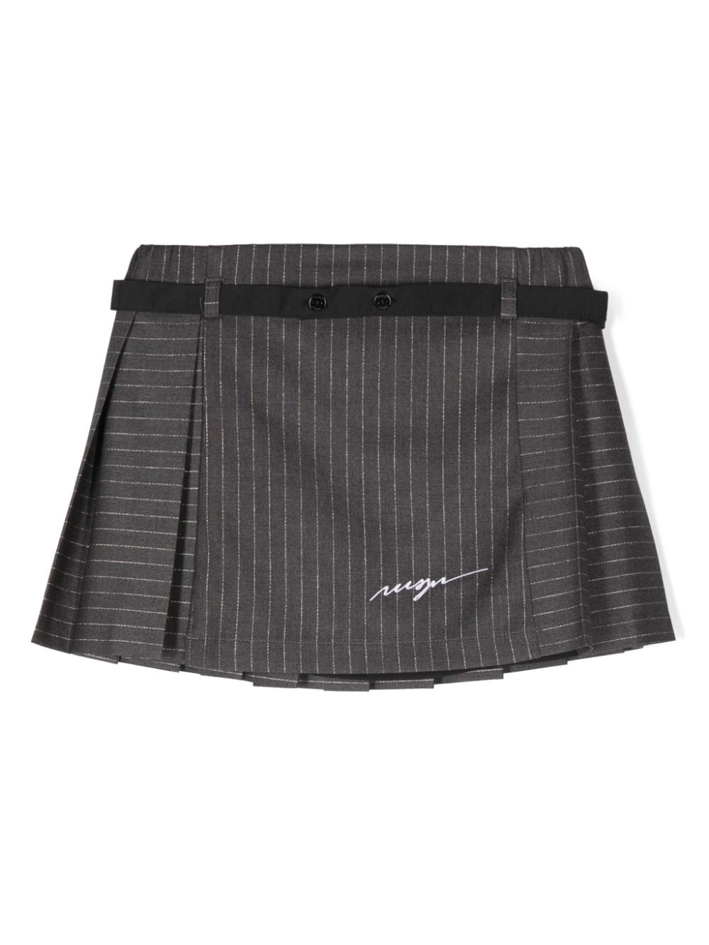 Grey pinstripe pleated skirt