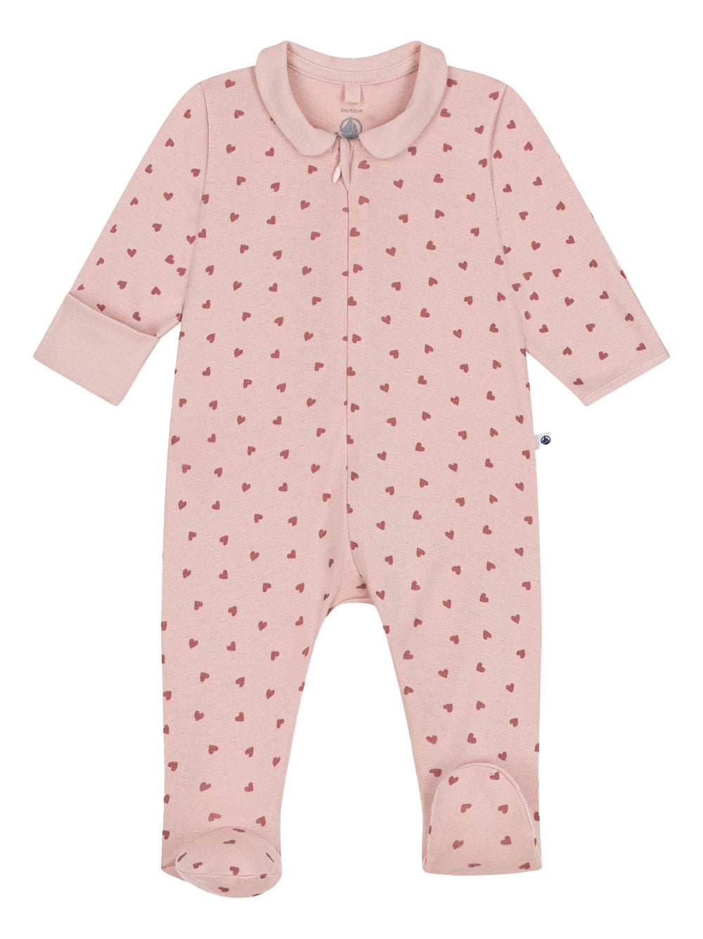 Tutina rosa cipria cuori all-over A0AV7 01 PETIT BATEAU KIDS 