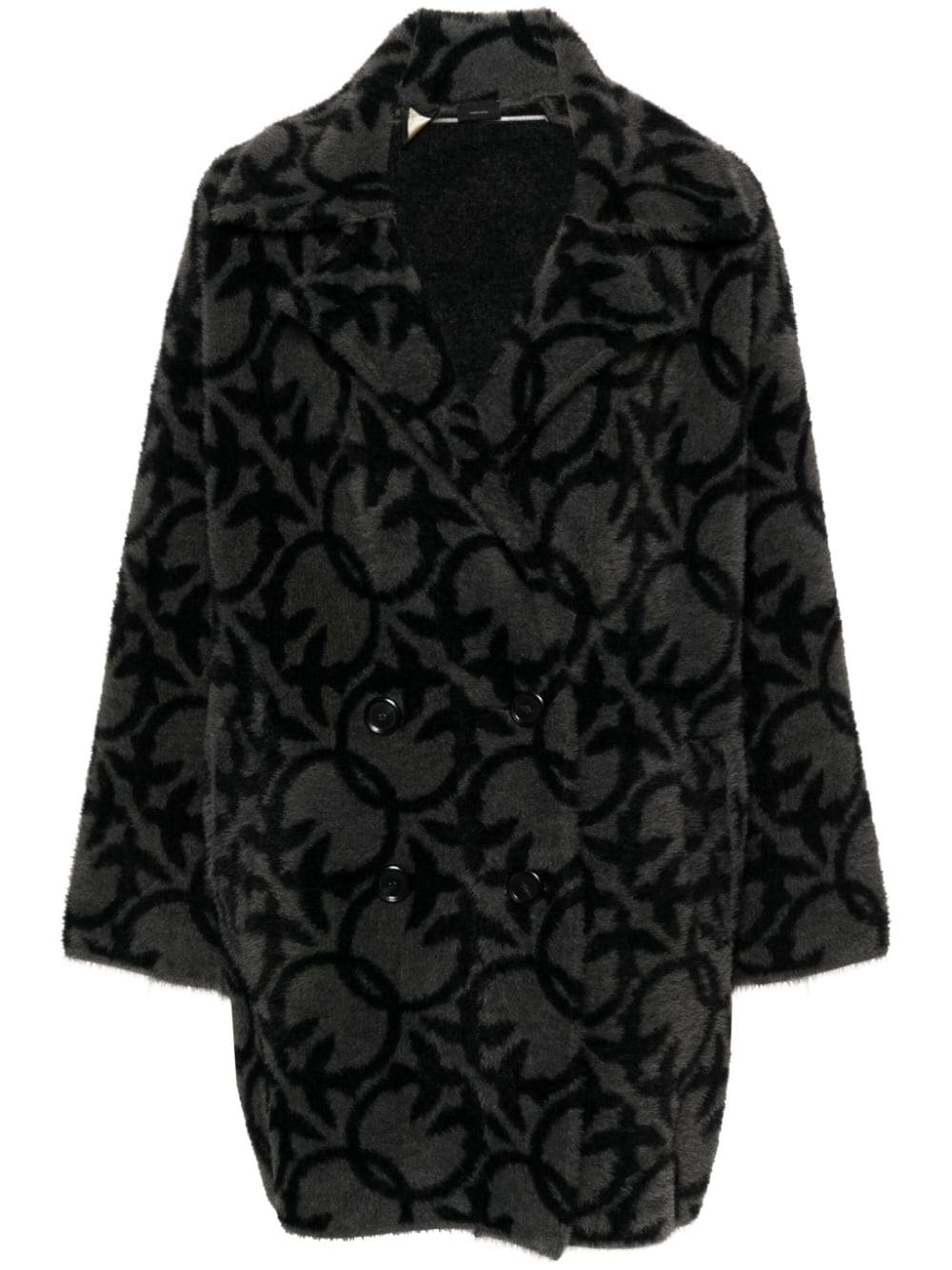 Cappotto nero love birds all-over