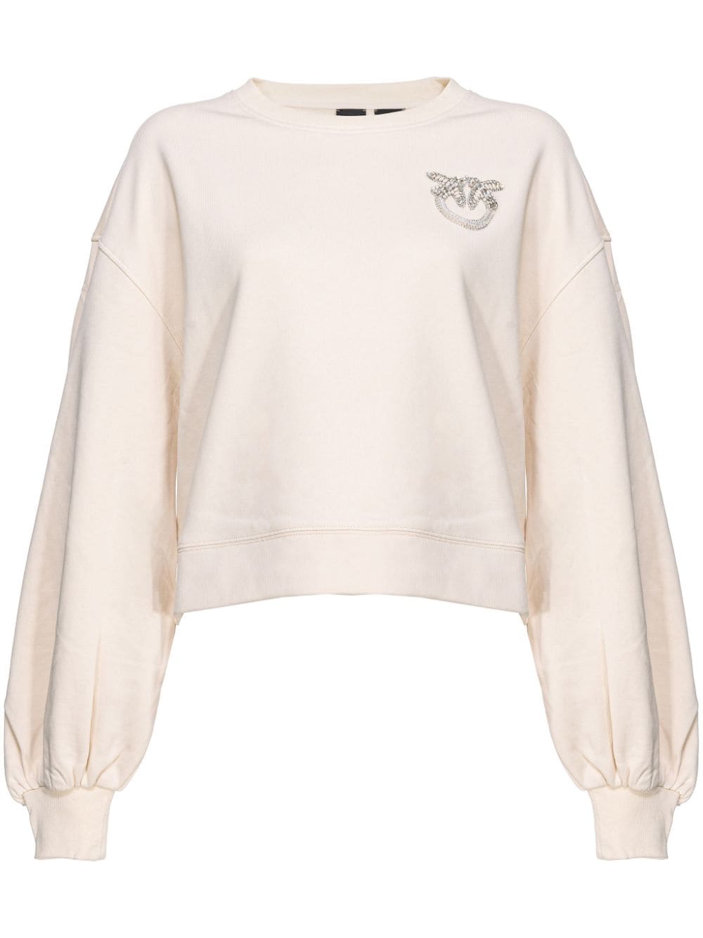 Milk white sweatshirt with mini rhinestone logo