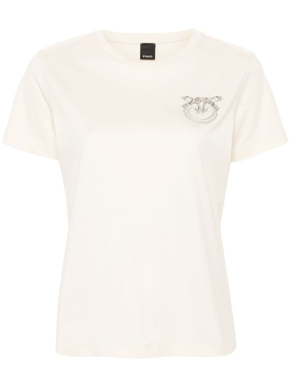 Cream mini rhinestone logo t-shirt