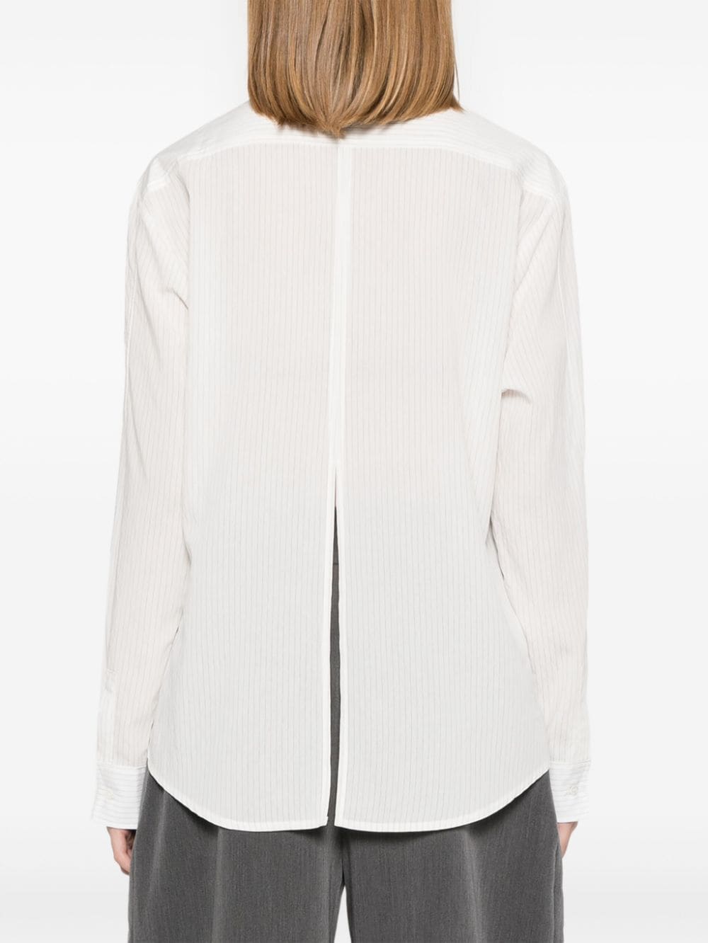 Pinstripe shirt with back slit