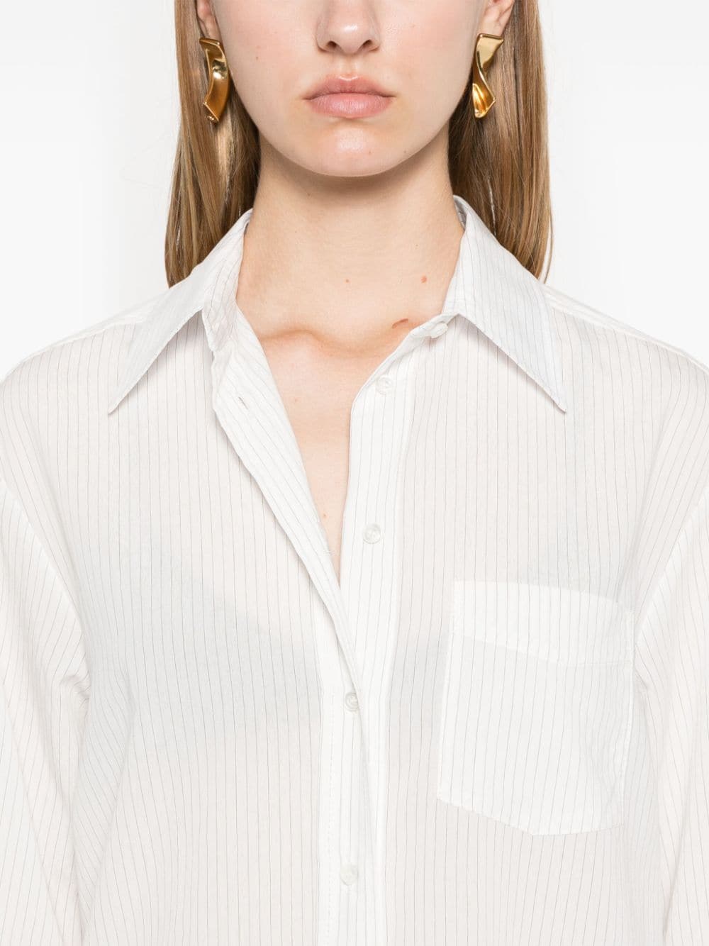 Pinstripe shirt with back slit