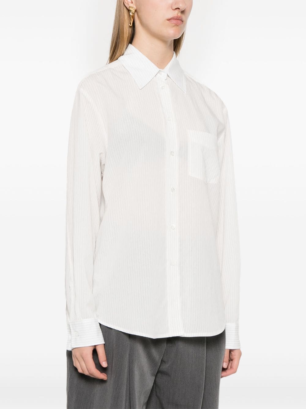 Pinstripe shirt with back slit